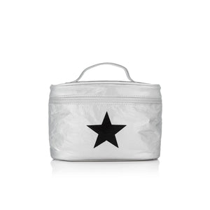 Cosmetic Case or Lunch Box in Silver with Black Star
