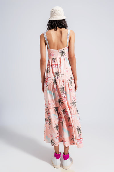 Cami Maxi Beach Dress in Tropical Print