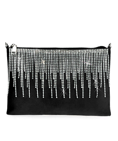 Faux Suede Clutch with Rhinestones