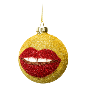 Glitter Gold Lip Ornament