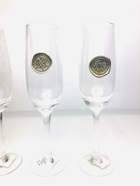 Champagne Flute Glass with Initial