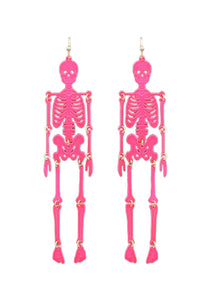 Neon Pink Skeleton Earrings