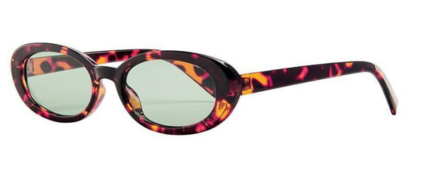 Skinny Oval Tortoise Frame With Light Lens Sunglasses