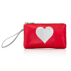 Wristlet Crimson Red with Silver Heart